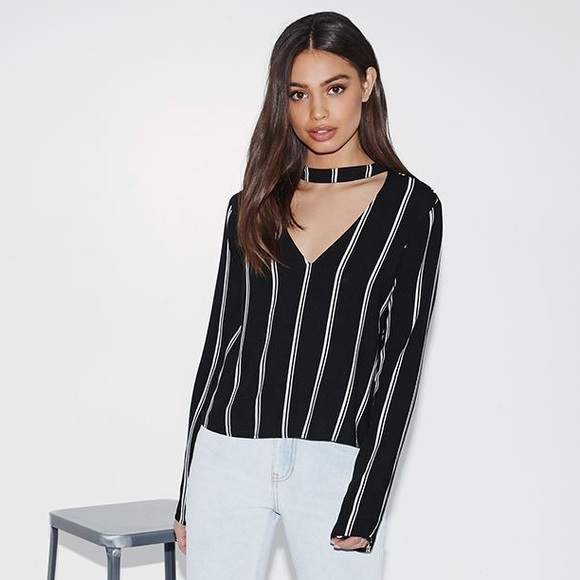 Kendall & Kylie Pacsun Striped Choker Long Sleeve - Picture 2 of 4